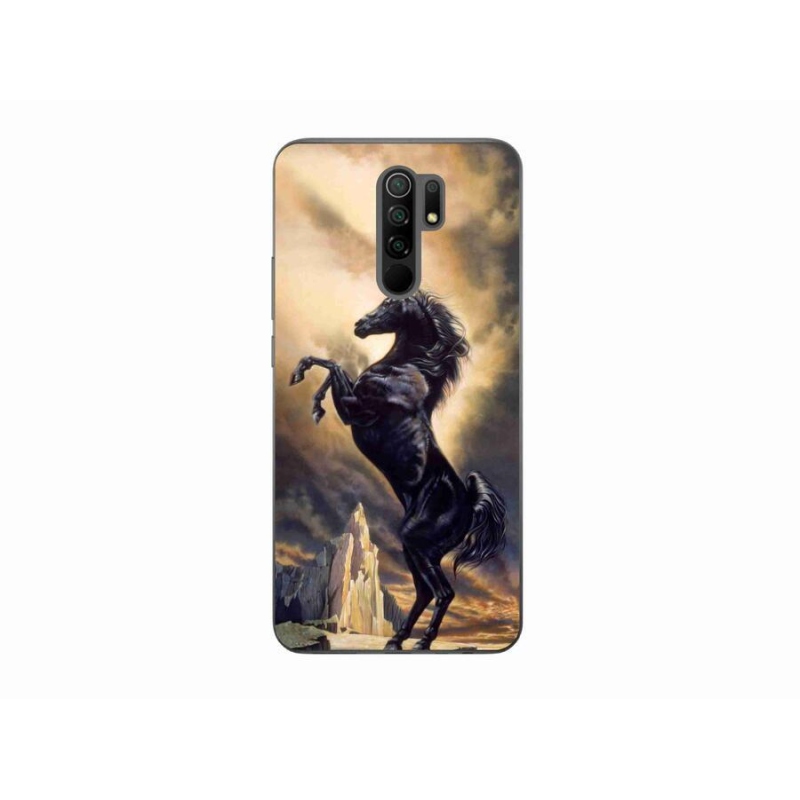Gelový kryt mmCase na mobil Xiaomi Redmi 9 - černý kreslený kůň