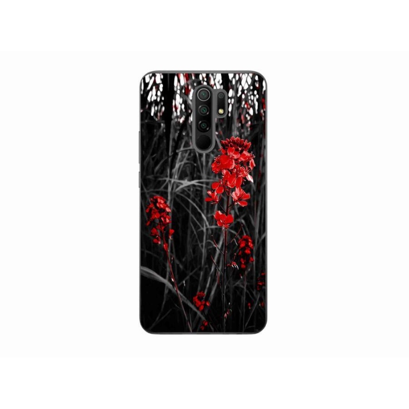 Gelový kryt mmCase na mobil Xiaomi Redmi 9 - červená rostlina
