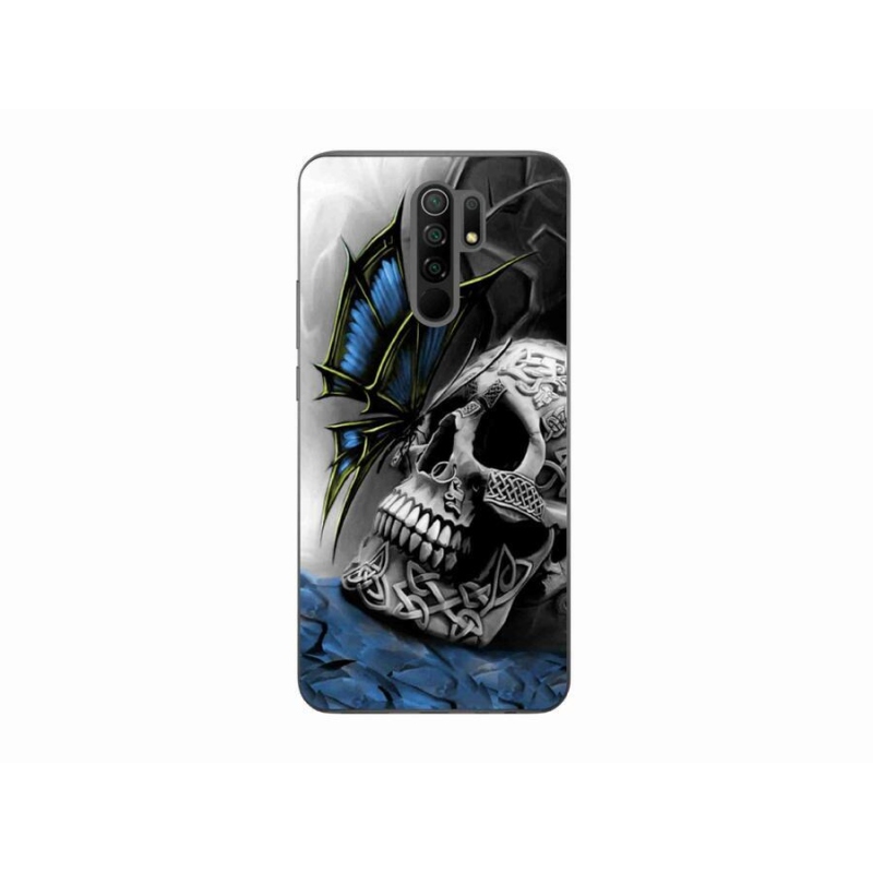 Gelový kryt mmCase na mobil Xiaomi Redmi 9 - motýl a lebka