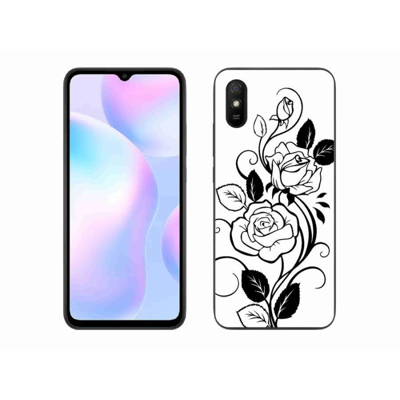 Gelový kryt mmCase na mobil Xiaomi Redmi 9AT - černobílá růže