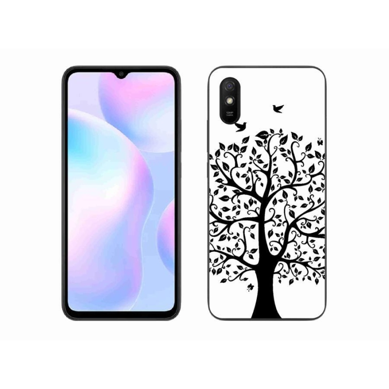 Gelový kryt mmCase na mobil Xiaomi Redmi 9AT - černobílý strom