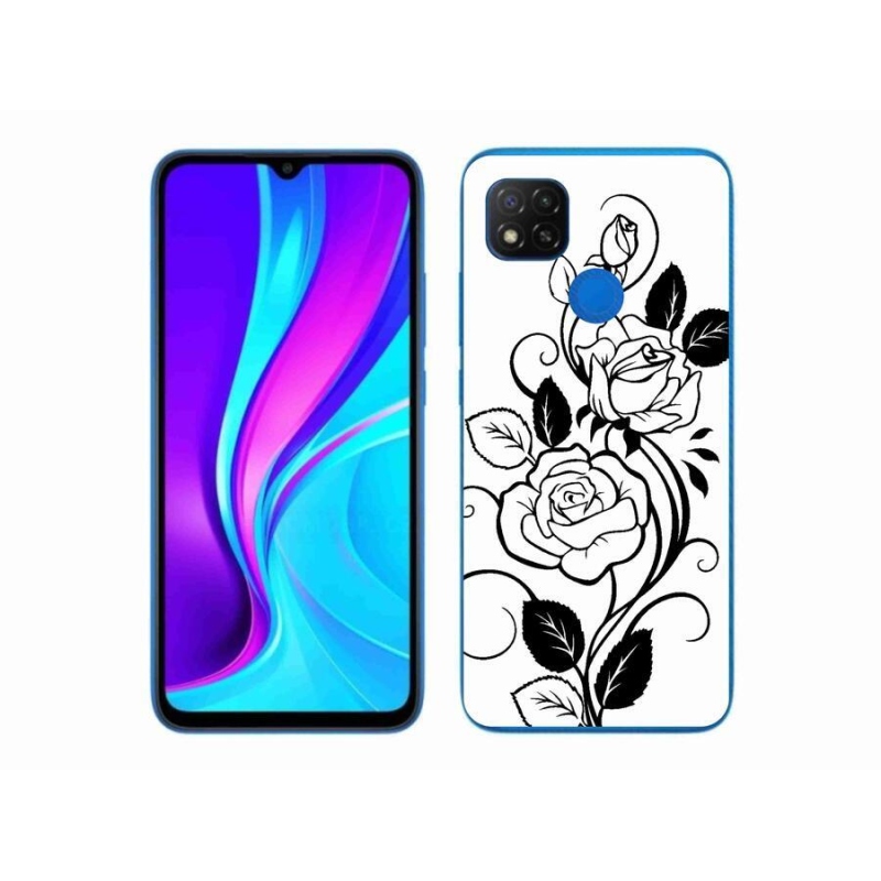 Gelový kryt mmCase na mobil Xiaomi Redmi 9C - černobílá růže