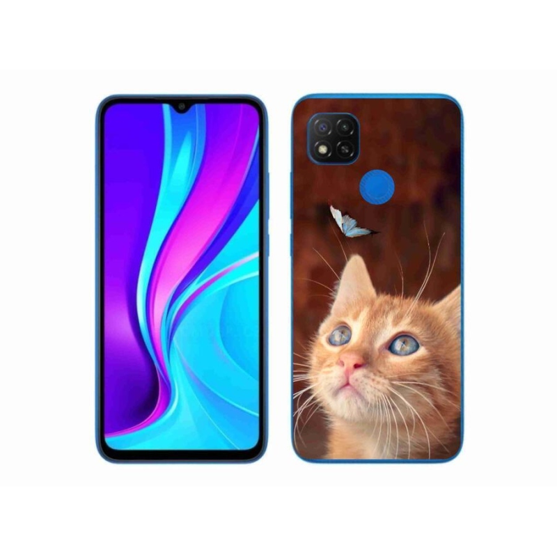 Gelový kryt mmCase na mobil Xiaomi Redmi 9C - motýl a kotě