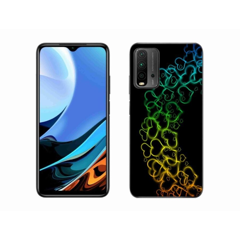 Gelový kryt mmCase na mobil Xiaomi Redmi 9T - barevná srdíčka
