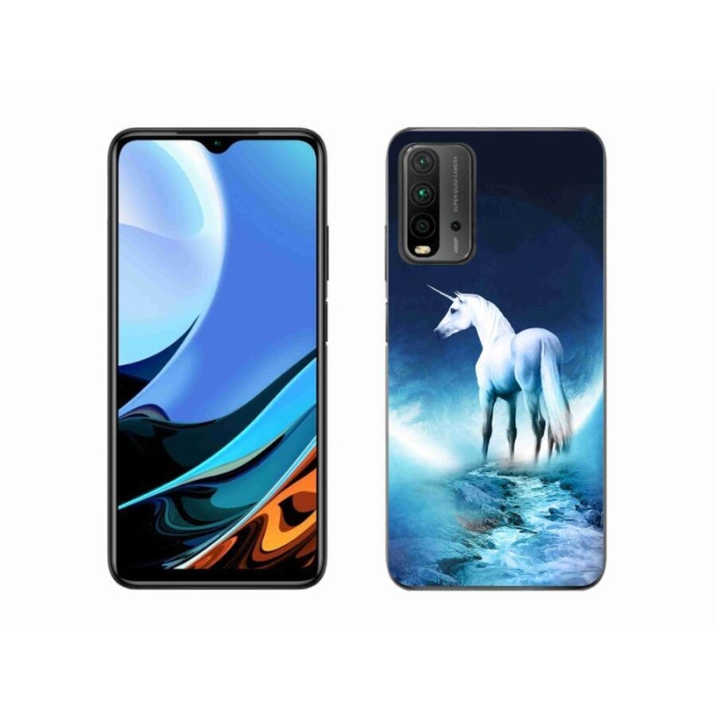 Gelový kryt mmCase na mobil Xiaomi Redmi 9T - bílý jednorožec