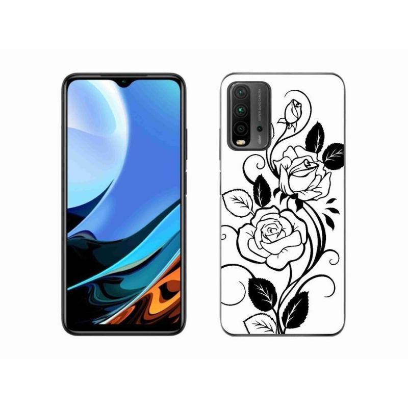 Gelový kryt mmCase na mobil Xiaomi Redmi 9T - černobílá růže