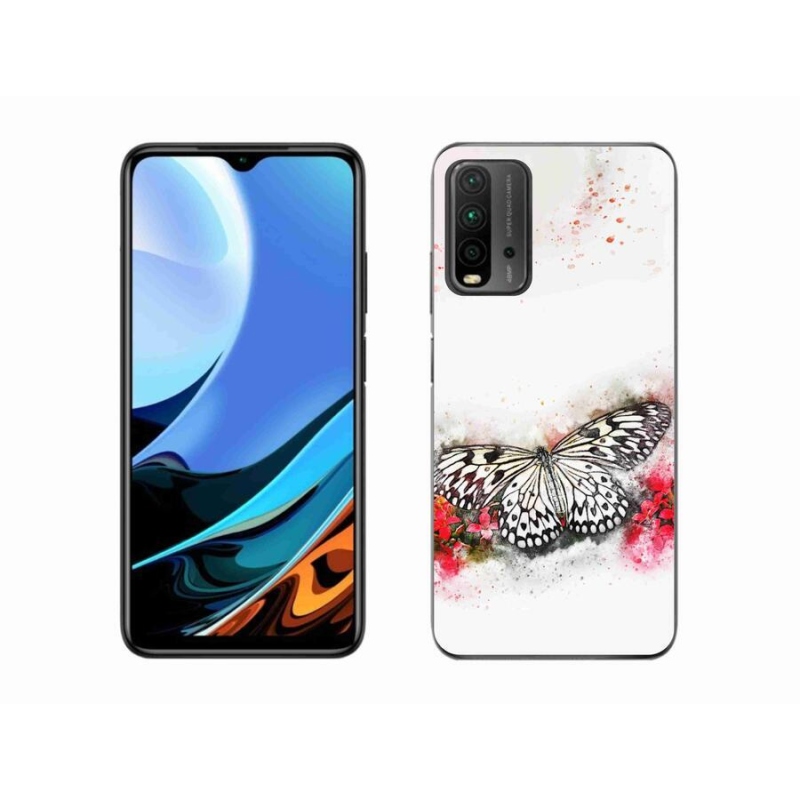 Gelový kryt mmCase na mobil Xiaomi Redmi 9T - černobílý motýl