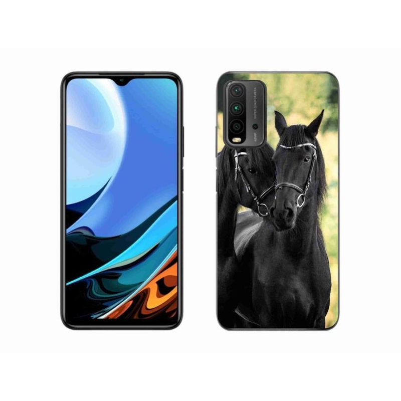 Gelový kryt mmCase na mobil Xiaomi Redmi 9T - dva černí koně