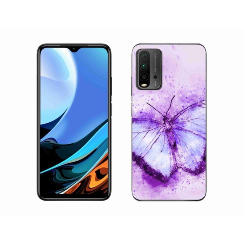 Gelový kryt mmCase na mobil Xiaomi Redmi 9T - fialový motýl