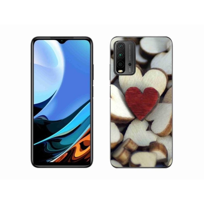 Gelový kryt mmCase na mobil Xiaomi Redmi 9T - gravírované červené srdce