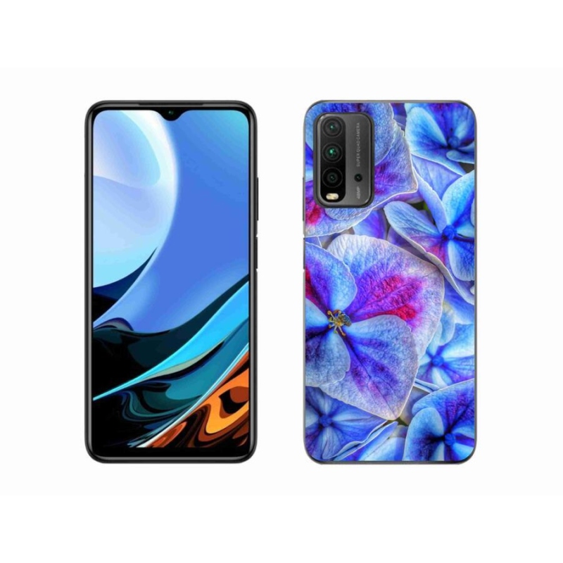 Gelový kryt mmCase na mobil Xiaomi Redmi 9T - modré květy 1