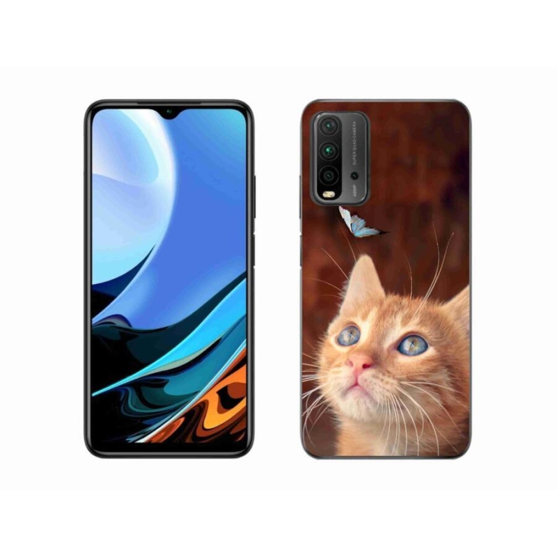Gelový kryt mmCase na mobil Xiaomi Redmi 9T - motýl a kotě
