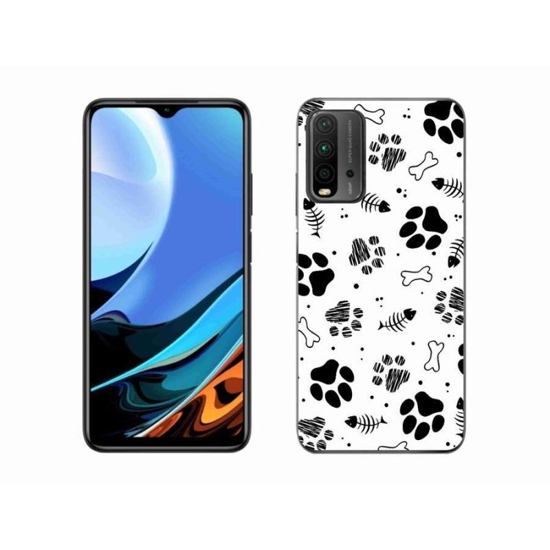 Gelový kryt mmCase na mobil Xiaomi Redmi 9T - psí tlapky 1