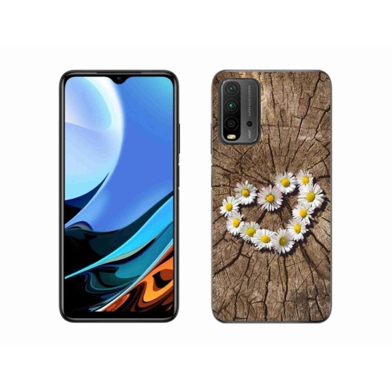 Gelový kryt mmCase na mobil Xiaomi Redmi 9T - srdce z kopretin