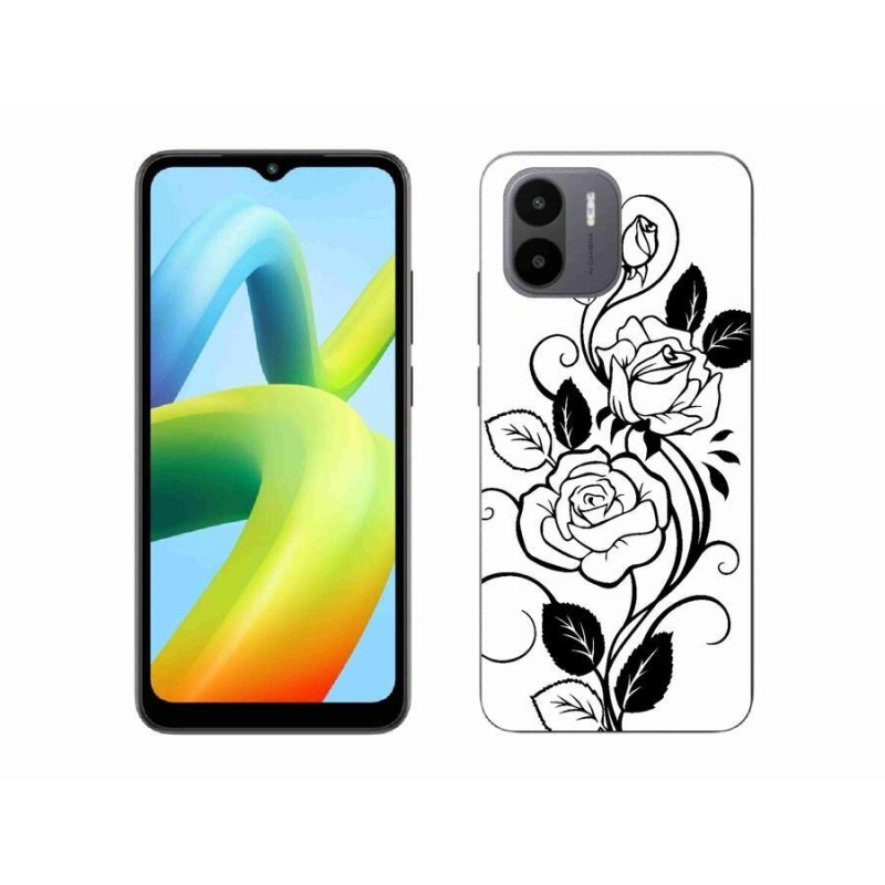 Gelový kryt mmCase na mobil Xiaomi Redmi A1/Redmi A2 - černobílá růže