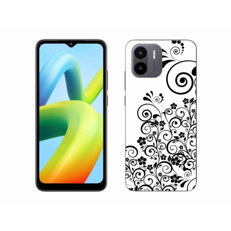 Gelový kryt mmCase na mobil Xiaomi Redmi A1/Redmi A2 - černobílé květinové vzory
