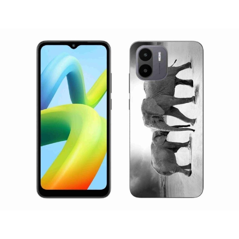 Gelový kryt mmCase na mobil Xiaomi Redmi A1/Redmi A2 - černobílí sloni