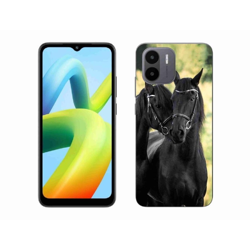 Gelový kryt mmCase na mobil Xiaomi Redmi A1/Redmi A2 - dva černí koně