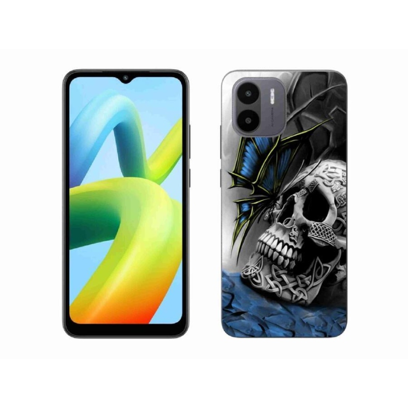 Gelový kryt mmCase na mobil Xiaomi Redmi A1/Redmi A2 - motýl a lebka