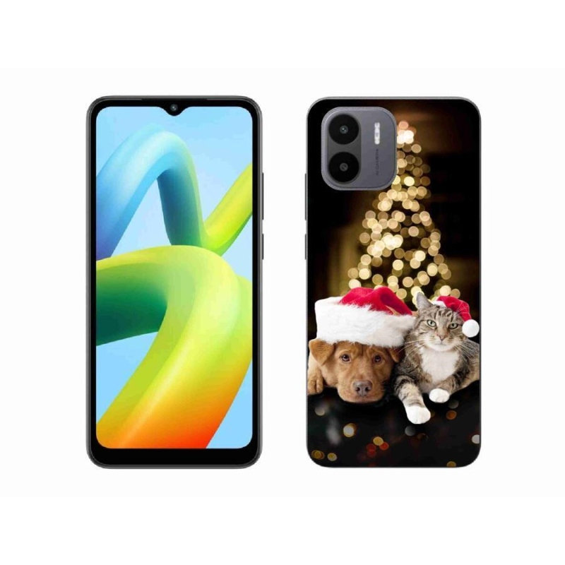 Gelový kryt mmCase na mobil Xiaomi Redmi A1/Redmi A2 - vánoční pes a kočka