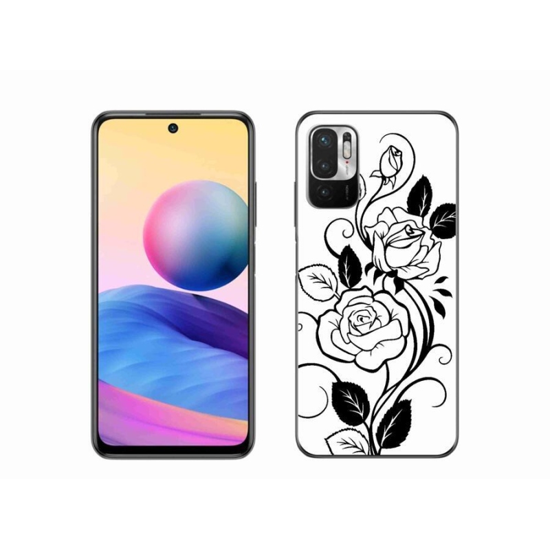 Gelový kryt mmCase na mobil Xiaomi Redmi Note 10 5G - černobílá růže