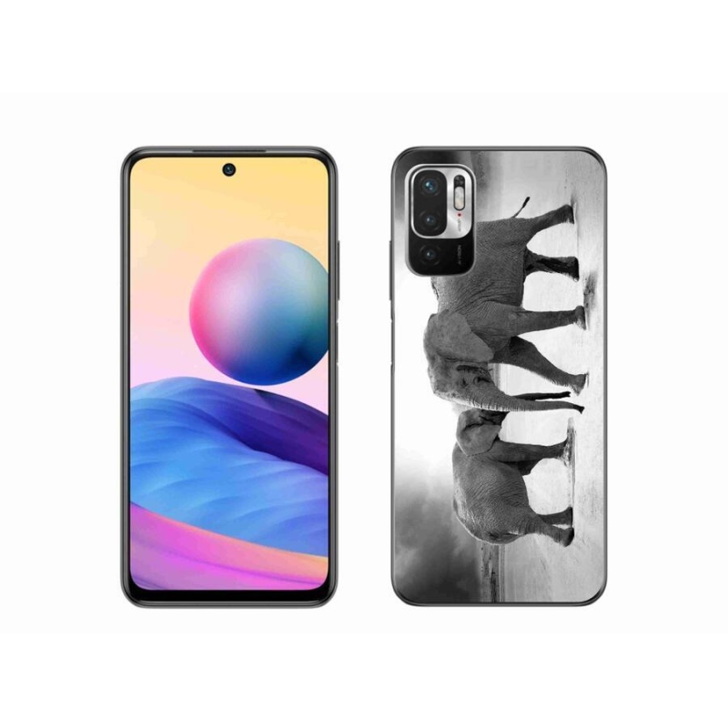 Gelový kryt mmCase na mobil Xiaomi Redmi Note 10 5G - černobílí sloni
