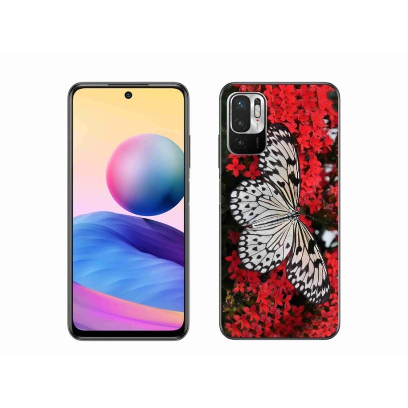 Gelový kryt mmCase na mobil Xiaomi Redmi Note 10 5G - černobílý motýl 1