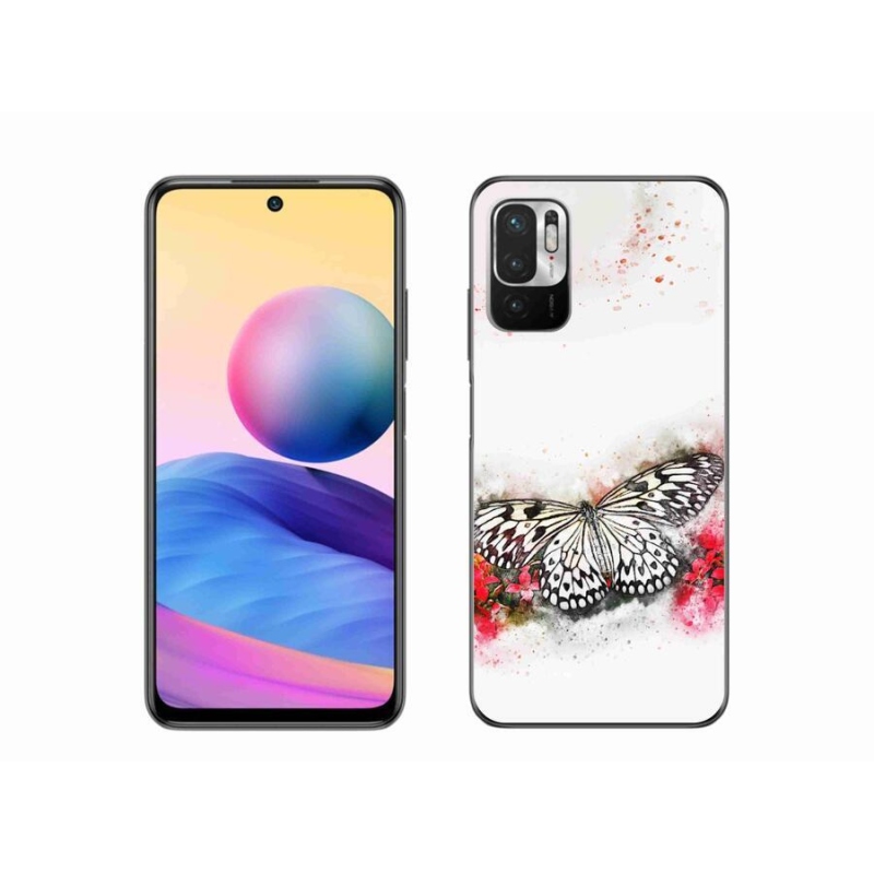 Gelový kryt mmCase na mobil Xiaomi Redmi Note 10 5G - černobílý motýl