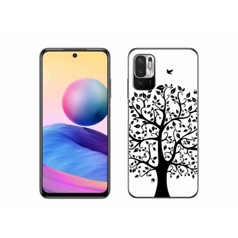 Gelový kryt mmCase na mobil Xiaomi Redmi Note 10 5G - černobílý strom