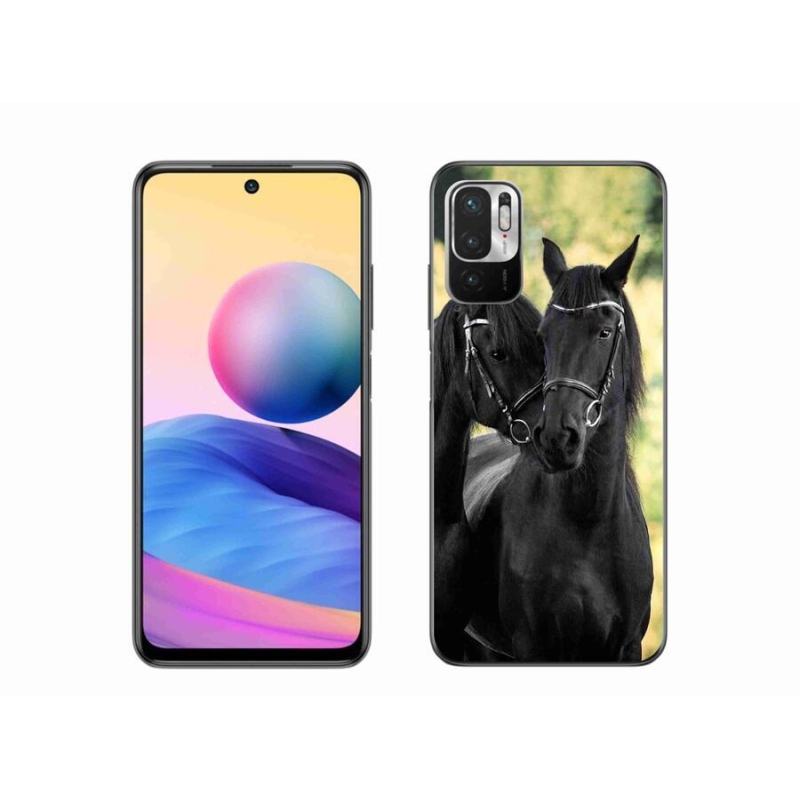 Gelový kryt mmCase na mobil Xiaomi Redmi Note 10 5G - dva černí koně