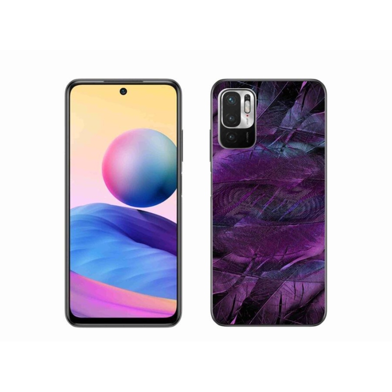 Gelový kryt mmCase na mobil Xiaomi Redmi Note 10 5G - fialová pírka