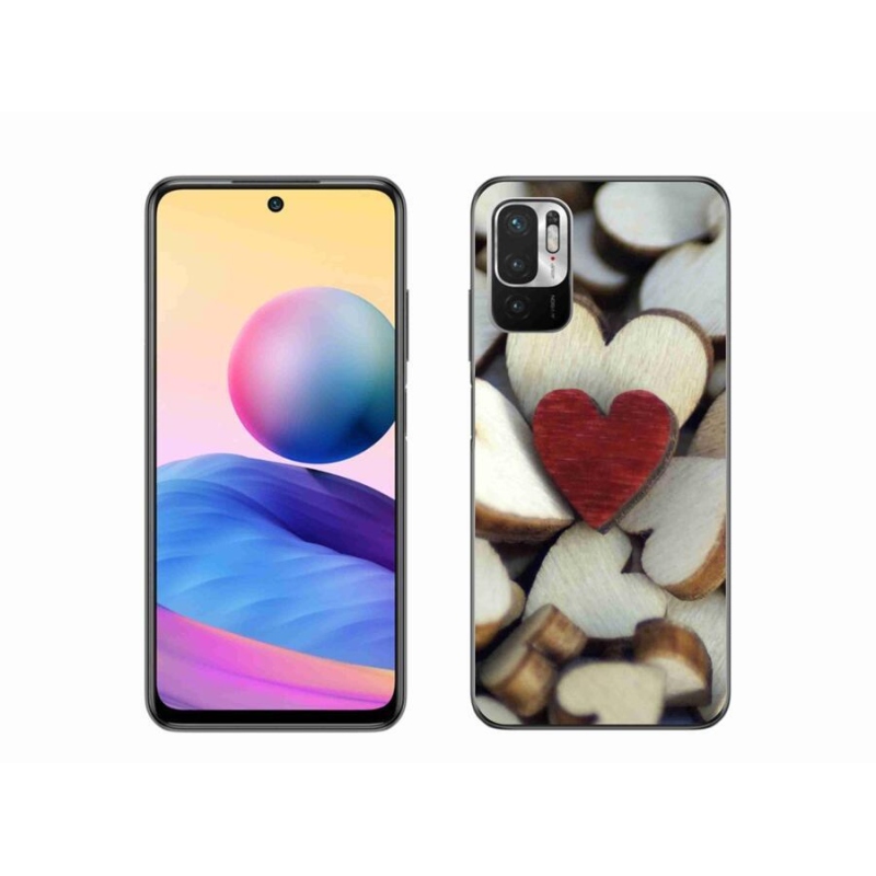 Gelový kryt mmCase na mobil Xiaomi Redmi Note 10 5G - gravírované červené srdce