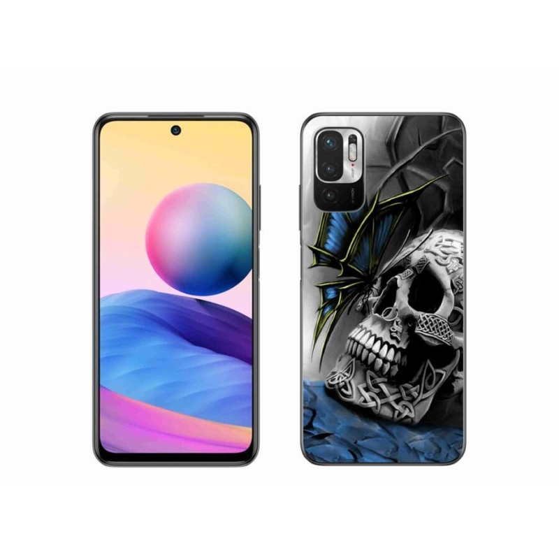 Gelový kryt mmCase na mobil Xiaomi Redmi Note 10 5G - motýl a lebka