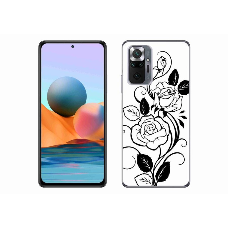Gelový kryt mmCase na mobil Xiaomi Redmi Note 10 Pro - černobílá růže
