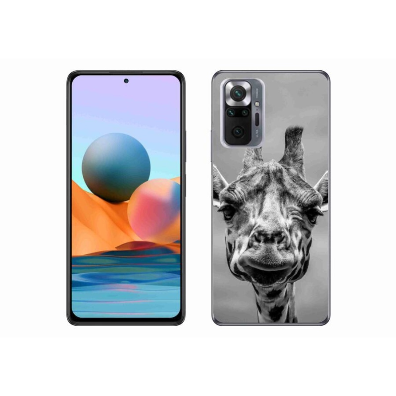 Gelový kryt mmCase na mobil Xiaomi Redmi Note 10 Pro - černobílá žirafa