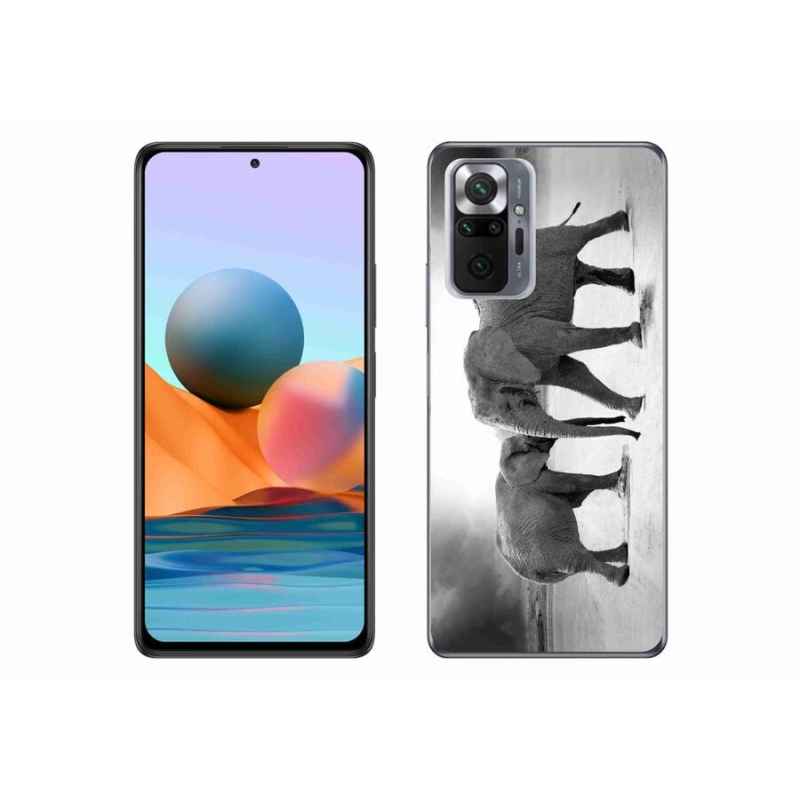 Gelový kryt mmCase na mobil Xiaomi Redmi Note 10 Pro - černobílí sloni