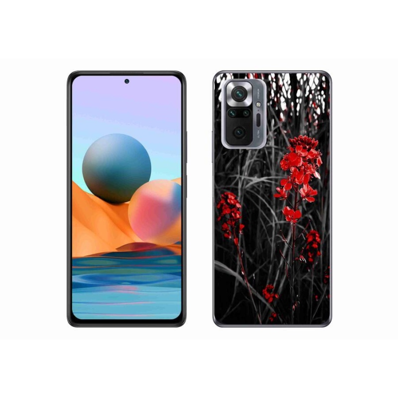 Gelový kryt mmCase na mobil Xiaomi Redmi Note 10 Pro - červená rostlina