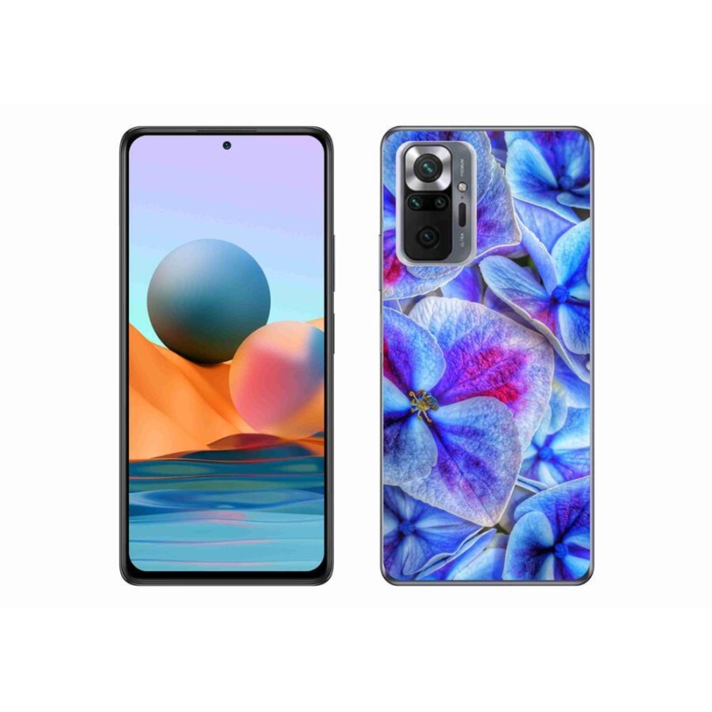 Gelový kryt mmCase na mobil Xiaomi Redmi Note 10 Pro - modré květy 1