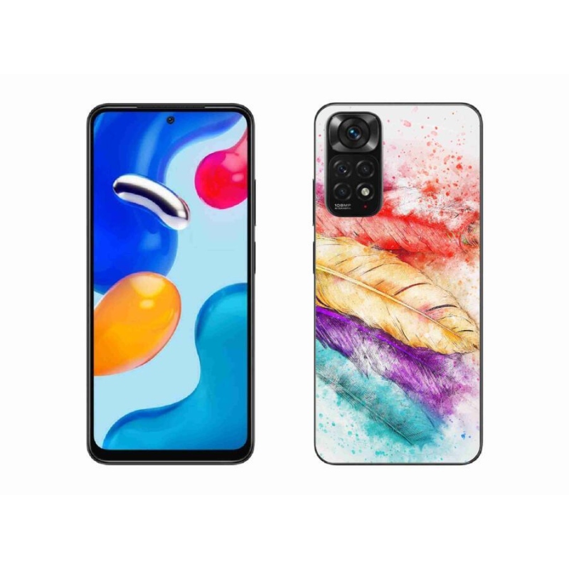 Gelový kryt mmCase na mobil Xiaomi Redmi Note 11 4G - barevné peří