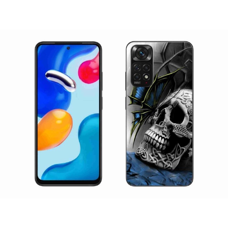Gelový kryt mmCase na mobil Xiaomi Redmi Note 11 4G - motýl a lebka