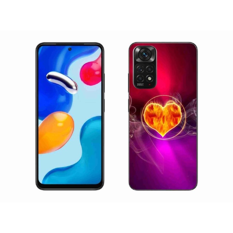 Gelový kryt mmCase na mobil Xiaomi Redmi Note 11 4G - ohnivé srdce