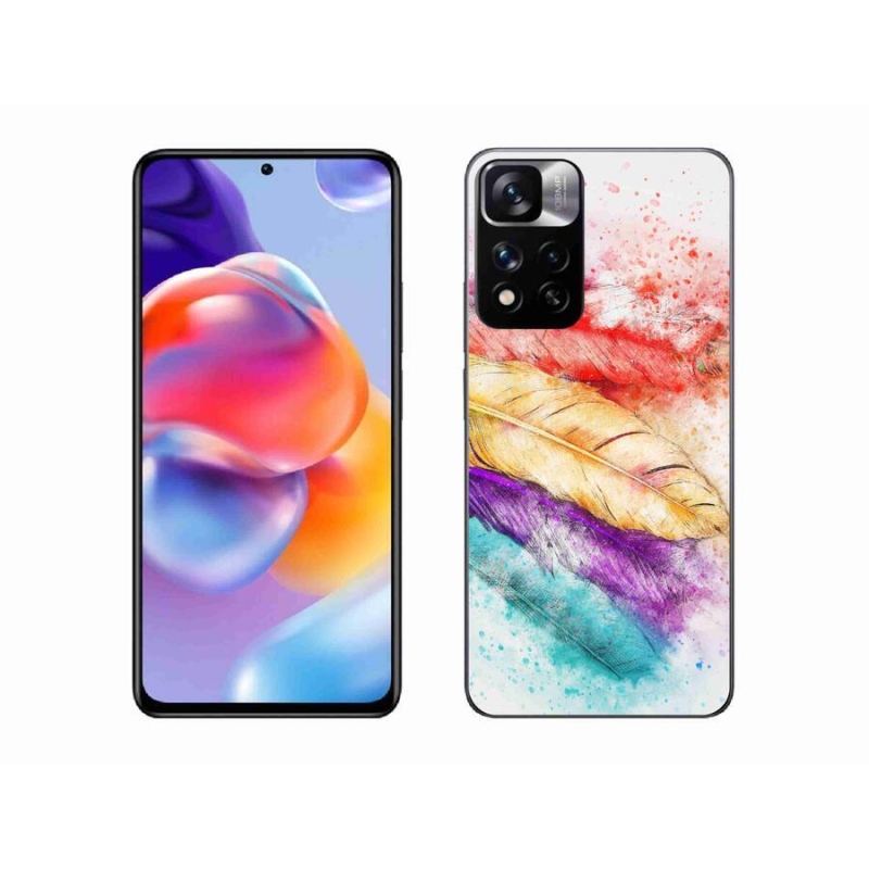 Gelový kryt mmCase na mobil Xiaomi Redmi Note 11 Pro+ 5G - barevné peří