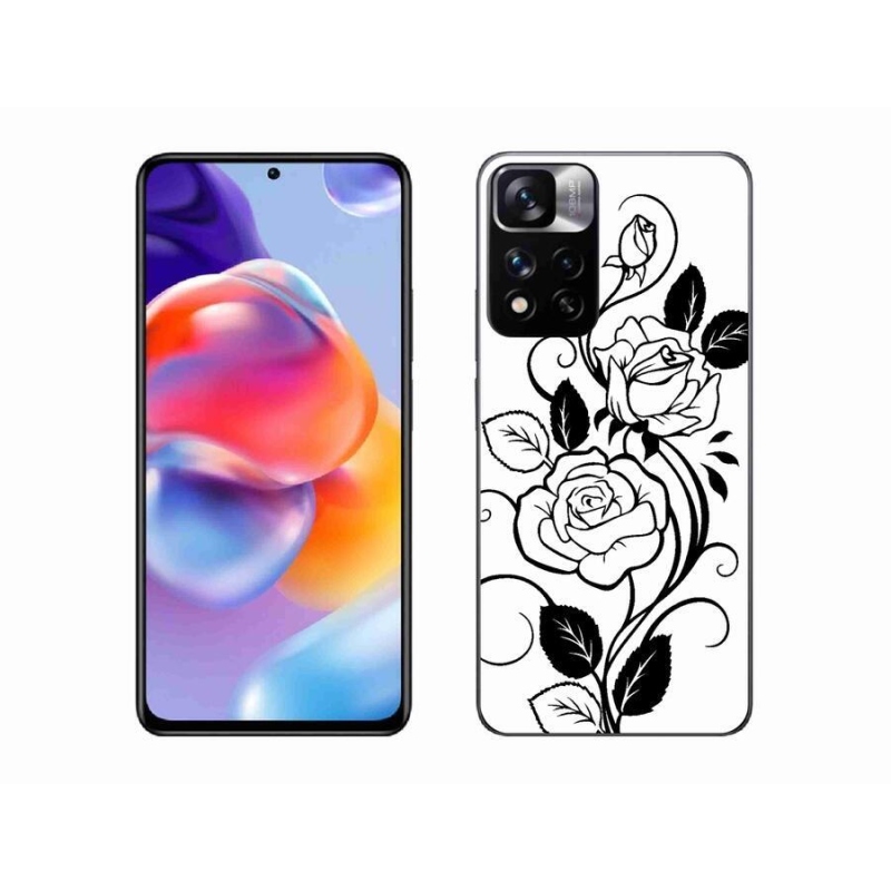 Gelový kryt mmCase na mobil Xiaomi Redmi Note 11 Pro+ 5G - černobílá růže