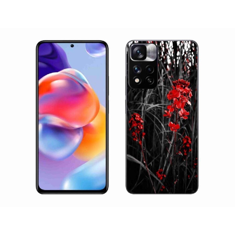 Gelový kryt mmCase na mobil Xiaomi Redmi Note 11 Pro+ 5G - červená rostlina