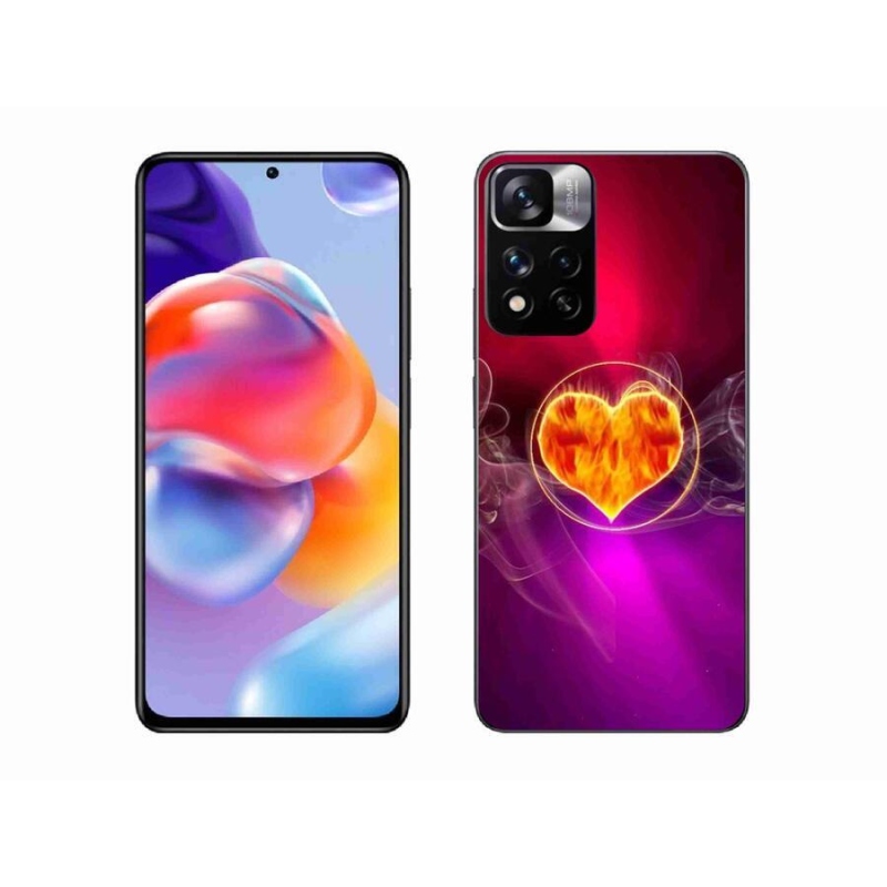 Gelový kryt mmCase na mobil Xiaomi Redmi Note 11 Pro+ 5G - ohnivé srdce