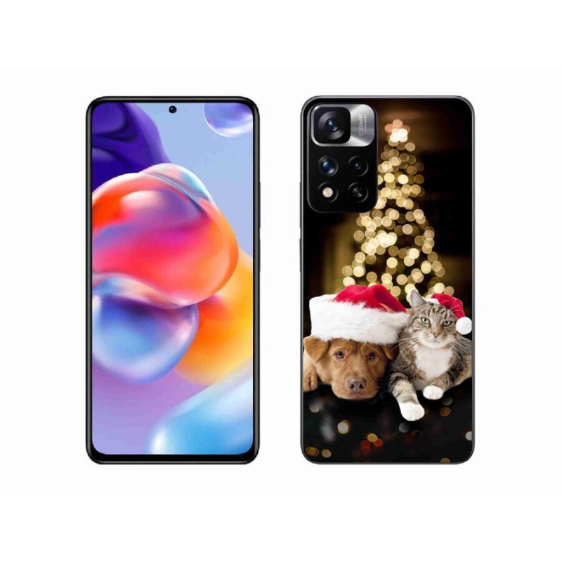 Gelový kryt mmCase na mobil Xiaomi Redmi Note 11 Pro+ 5G - vánoční pes a kočka