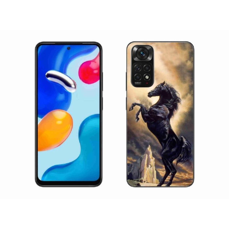 Gelový kryt mmCase na mobil Xiaomi Redmi Note 11S 4G - černý kreslený kůň