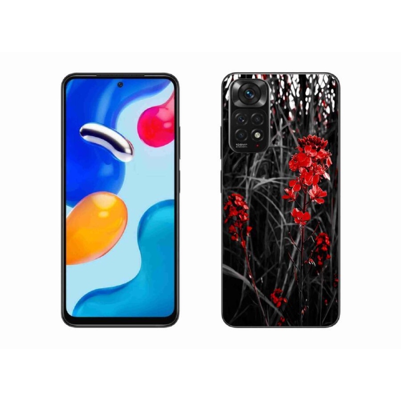 Gelový kryt mmCase na mobil Xiaomi Redmi Note 11S 4G - červená rostlina