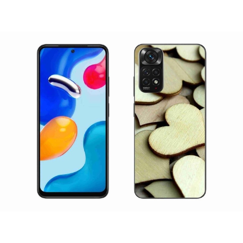 Gelový kryt mmCase na mobil Xiaomi Redmi Note 11S 4G - dřevěná srdíčka