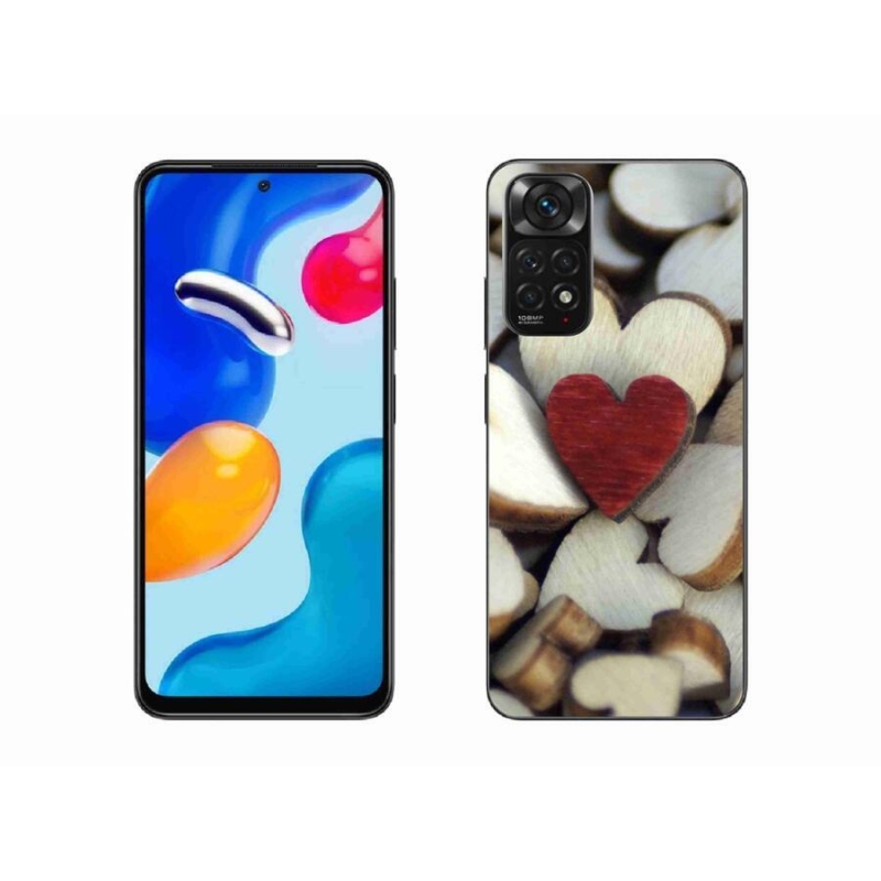Gelový kryt mmCase na mobil Xiaomi Redmi Note 11S 4G - gravírované červené srdce